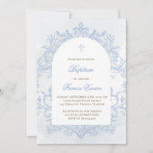 Doopsel blauw waterverf kam ontwerp kaart (Voorkant)