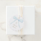 Doopsel blauwe boog bedankjes labels (In situ)