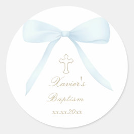 Doopsel blauwe boog ronde sticker