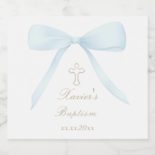 Doopsel blauwe boog sparkling wijnetiket (Enkel label)