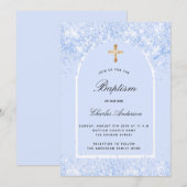 Doopsel blauwe confetti boogjongen kaart (Voorkant / Achterkant)