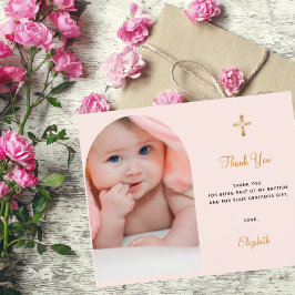 Doopsel boog foto blos roos dank u kaart