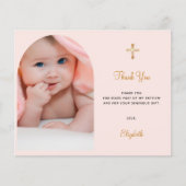 Doopsel boog foto blos roos dank u kaart (Voorkant)