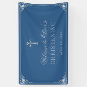 Doopsel Classic Blue Boy Doop  Kruis Spandoek (Verticaal)