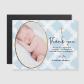 Doopsel dank u baby foto blauw goud wit (Voorkant / Achterkant)