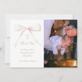 Doopsel dank u foto roze boog kaart (Voorkant)