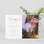 Doopsel dank u foto roze boog kaart (Staand voorkant)