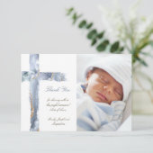 Doopsel dank u waterverf Agaat blauw kruis Kaart (Staand voorkant)