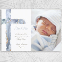 Doopsel dank u waterverf Agaat blauw kruis