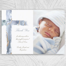 Doopsel dank u waterverf Agaat blauw kruis Kaart