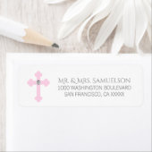 Doopsel / Doop / Communie Roze Kruis Meisje Etiket (Insitu)