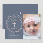 Doopsel, doop Fotouitnodiging - Baby Girl Kaart (Voorkant / Achterkant)