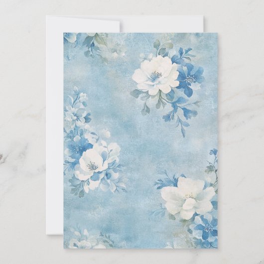 Doopsel doopsel Blauw Wit Bloem Kaart (Achterkant)