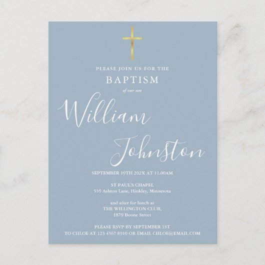 Doopsel doopsel Dusty Blue Uitnodiging (Voorkant)