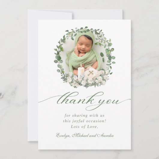 Doopsel doopsel Foto Rozen Bloemen Bedankkaart (Voorkant)