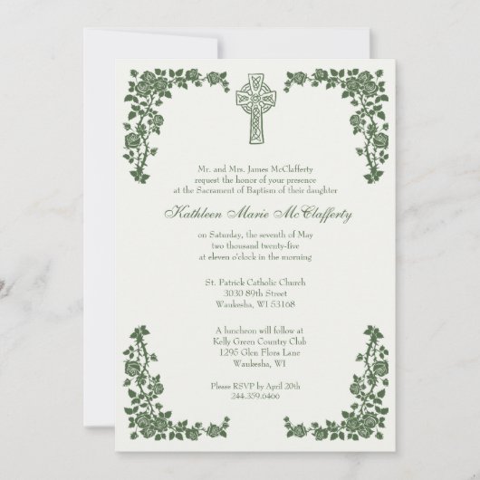 Doopsel doopsel Ierse Groene Keltische Kruis Kaart (Voorkant)