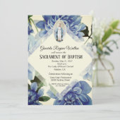 Doopsel doopsel religieuze blauwe bloemen kaart (Staand voorkant)