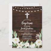 Doopsel doopsel witte bloemen rustiek hout kaart (Voorkant)