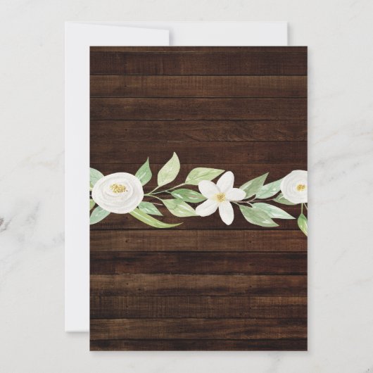 Doopsel doopsel witte bloemen rustiek hout kaart (Achterkant)