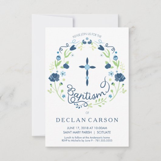 Doopsel, doopuitnodigingsjongens nodigen Kaart uit (Voorkant)