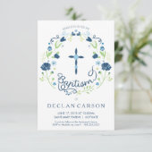 Doopsel, doopuitnodigingsjongens nodigen Kaart uit (Staand voorkant)