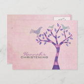 Doopsel doopvogeltrio in boomfeestuitnodiging aankondigingskaart (Voorkant / Achterkant)