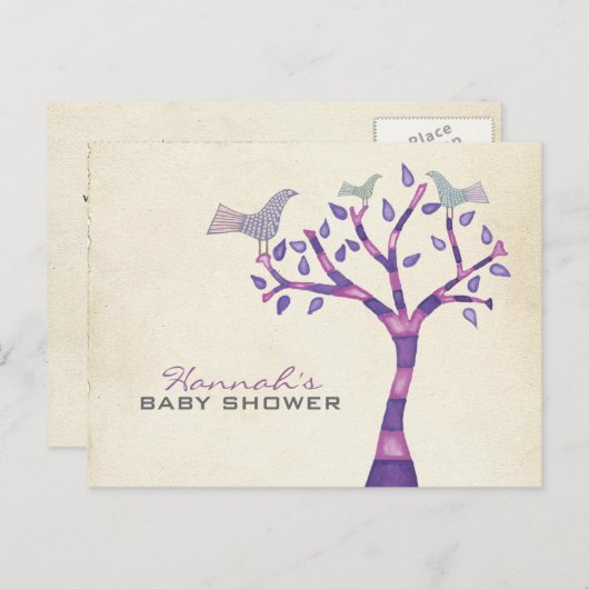 Doopsel doopvogeltrio in boomfeestuitnodiging aankondigingskaart (Voorkant / Achterkant)