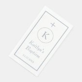 Doopsel Dusty Blue Monograms Custom Naam Kleur Servet (Hoek)