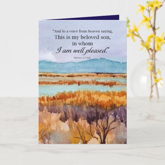 Doopsel Felicitaties Bijbel Matthew Desert Kaart (Gele Bloem)