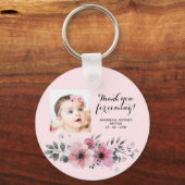 Doopsel Foto BEDANKT VOOR UW KOMST! Elegante bloem Sleutelhanger (Voorkant)