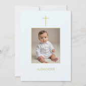 Doopsel Foto Jongens Blauw Goud Religieus Kaart (Achterkant)