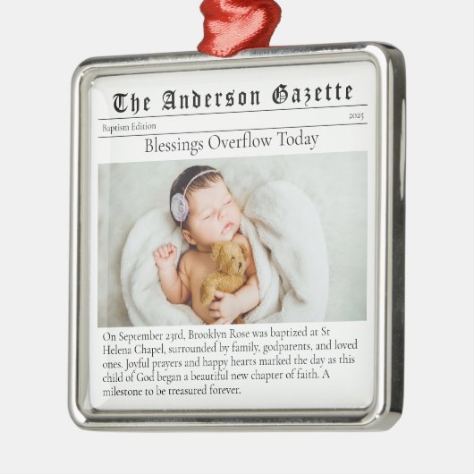 Doopsel Foto Keepsake Krant Metalen Ornament (Links)