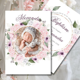 Doopsel Foto Roze Rozen Bloemen Meisjes Kaart