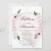 Doopsel Foto Roze Rozen Bloemen Meisjes Kaart (Voorkant)