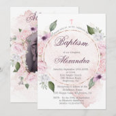 Doopsel Foto Roze Rozen Bloemen Meisjes Kaart (Voorkant / Achterkant)