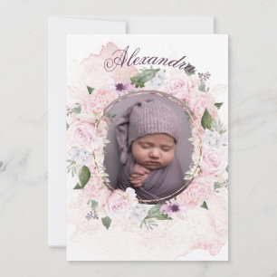 Doopsel Foto Roze Rozen Bloemen Meisjes Kaart