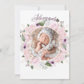 Doopsel Foto Roze Rozen Bloemen Meisjes Kaart (Achterkant)