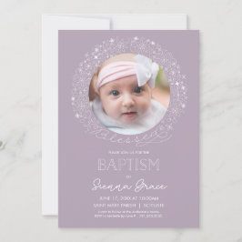 Doopsel Fotouitnodiging, Baby Meisje Afbeelding Ui Kaart