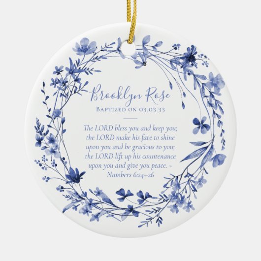 Doopsel Gebed Floral Keepsake Keramisch Ornament (Voorkant)