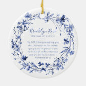 Doopsel Gebed Floral Keepsake Keramisch Ornament (Achterkant)