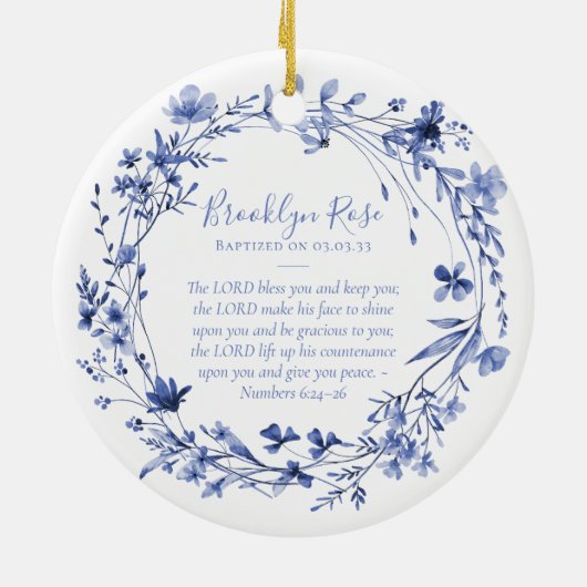 Doopsel Gebed Floral Keepsake Keramisch Ornament (Achterkant)