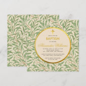 Doopsel Greenery Faux Gold Circle Genderneutraal Kaart (Voorkant / Achterkant)