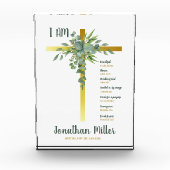 Doopsel jongen Eucalyptus vertrekt op kruisbeeld Fotoblokken (Voorkant)