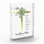 Doopsel jongen Eucalyptus vertrekt op kruisbeeld Fotoblokken (Links)