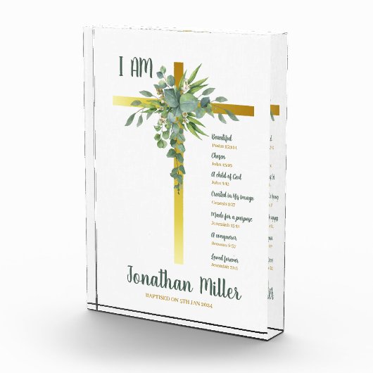 Doopsel jongen Eucalyptus vertrekt op kruisbeeld Fotoblokken (Rechts)