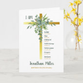 Doopsel jongen Eucalyptus vertrekt op kruisbeeld Kaart (Gele Bloem)