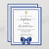 Doopsel jongen koninklijk blauw witte boog uitnodi (Voorkant / Achterkant)