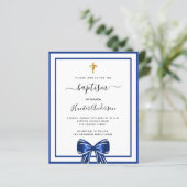 Doopsel jongen koninklijk blauw witte boog uitnodi (Staand voorkant)