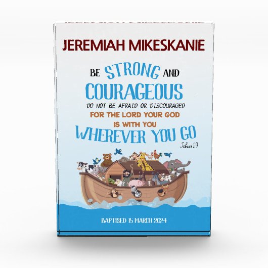 Doopsel Jongen Noach's Ark Thema Fotoblokken (Voorkant)