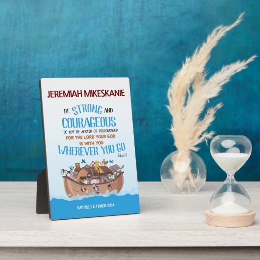 Doopsel Jongen Noach's Ark Thema Fotoplaat (Zijkant)